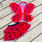 Disney Costumes | Kids Costume Set- Ladybug Skort & Wings | Color: Black/Red | Size: 4t