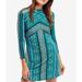 Free People Dresses | Free People Women's Stella Printed Tribal Long Sleeve Mini Dress Green Combo Xs | Color: Green | Size: Xs