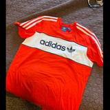 Adidas Shirts | Adidas T-Shirt 3 Stripes Logo Classic Vintage Men's Large | Color: Red/White | Size: L