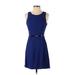 Ya Los Angeles Casual Dress - A-Line Crew Neck Sleeveless: Blue Solid Dresses - Women's Size Small