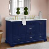 Lark Manor™ Herren 60" Double Bathroom Vanity Set Marble in Blue | 35 H x 60 W x 23 D in | Wayfair KBC-NC602AZCARR
