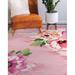 Green/Pink 144 x 108 x 0.08 in Area Rug - Red Barrel Studio® Floral Machine Woven Area Rug in Pink/Green | 144 H x 108 W x 0.08 D in | Wayfair