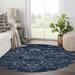 Blue/Gray 60 x 60 x 0.08 in Area Rug - Red Barrel Studio® Floral Machine Woven Area Rug in Navy Blue/Gray | 60 H x 60 W x 0.08 D in | Wayfair