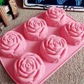 Moule à muffins en silicone 6 trous motif fleur rose crème glacée chocolat Regina 3D Chi