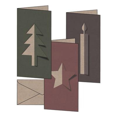Weihnachts-Karten-Set (inkl. Umschläge) »Cut-out style«, Sigel, 11x22 cm