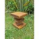 "Book Stack Table 12\"-Waxed, Hand Carved, Solid Wood, Side Table, Lamp Table, Plant Stand"