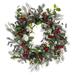 Vickerman 695401 - 24" Grn Holly/Pine Red Jngle Bell Wreath (FQ221724) 24 Inch Christmas Wreath