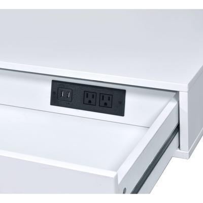 Built-In Usb Port Writing Desk by Acme in White Chrome