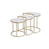 3Pc Nesting Tables by Acme in Faux Marble Gold