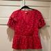 Madewell Tops | Madewell Floral Peplum Wrap Top | Color: Red | Size: 4