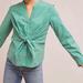 Anthropologie Tops | Anthropologie Maeve Katherine Tie Front Button Up Blouse 4 | Color: Green/White | Size: 4