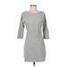 Express Outlet Casual Dress - Mini: Gray Solid Dresses - Women's Size Small