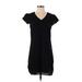 Japna Casual Dress - Shift: Black Solid Dresses - Women's Size Small