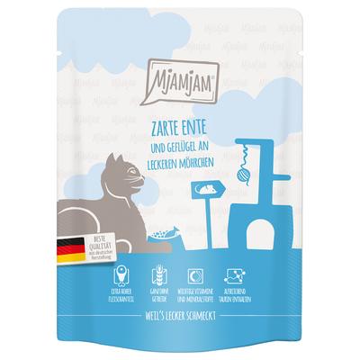 24x 300g MjAMjAM Quetschie zarte Ente & Geflügel an leckeren Möhrchen Katzenfutter nass