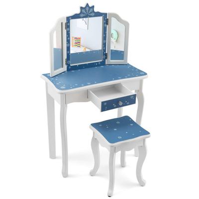 Costway Princess Vanity Table and Chair Set with T...