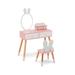 Costway Kids Vanity Table and Chair Set with Drawer Shelf and Rabbit Mirror-White