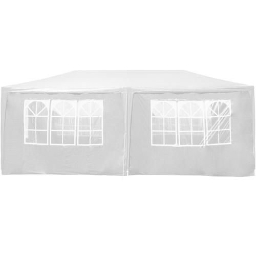 Pavillon 3 x 6 m in Weiß mit UV-Schutz 50+, Gartenpavillon mit aufrollbaren Seiten, Partyzelt mit