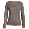 Junghans 1954 Kaschmir V-Pulli oder Rolli, Damen, V-Pulli - 38 - Taupe, aus Kaschmir