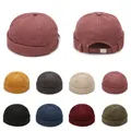 Casquette Vintage sans bords en coton pour femmes et hommes couleur unie chapeaux de Docker