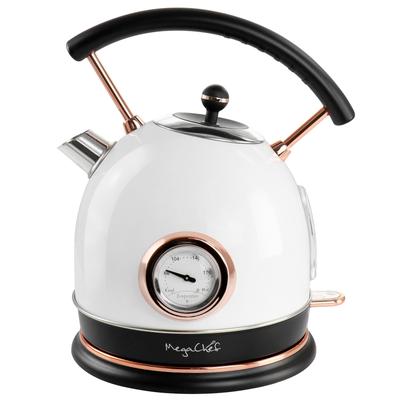 MegaChef 1.8L Half Circle Electric Tea Kettle with Thermostat in White - 1.8 Liter