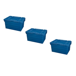 3 Stück Kunststoffkisten mit Deckel 60 x 40 x 32 cm Aufbewahrungsbox in Industriequalität Image