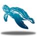 Riverside Designs LLC Swimming Sea Turtle Metal Wall Décor Metal in Green/Blue | 16 H x 30 W x 0.01 D in | Wayfair SST0004-8teal30