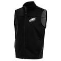 Men's Antigua Black Philadelphia Eagles Metallic Logo Links Full-Zip Golf Vest