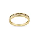 Women's Yellow Gold Plated Sterling Silver Channel Set Round Champagne Diamond 11 Stone Band Ring by Haus of Brilliance in White (Size 9)