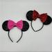 Disney Accessories | Hamdmade Disney Glitter Sequin Minnie Mouse Ears Headband Pink And Red | Color: Pink/Red | Size: Os