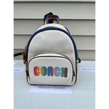 Coach Bags | Coach Mini Court Backpack With Rainbow Coach | Color: White | Size: Mini