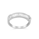 Women's Sterling Silver Baguette Cut Diamond Channel Set Wedding Ring by Haus of Brilliance in White (Size 7)