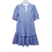 J. Crew Dresses | J.Crew Blue Stripe Ruffleneck Tiered Popover Dress Size S Nwt | Color: Blue/White | Size: S