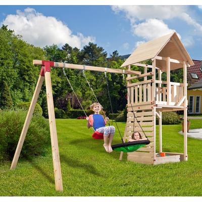 Spielturm WEKA "Tabaluga Drachenturm inkl. Anbauschaukel", beige (natur), Spieltürme, KinderB:420cm H:331cm T:290cm, Holzwerkstoff, BxTxH: 420x290x331 cm, B:420cm H:331cm T:290cm