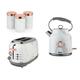 Tower Marble Rose Gold Kitchen Set of 5 Items Including Bottega Kettle, 2 Slice Toaster & Set of 3 Tea, Coffee & Sugar Canisters. Matching Marble Design Kitchen Set of 5 Items