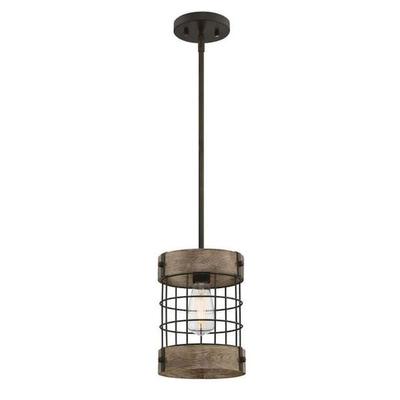 Westinghouse 611803 - 1 Light Vintage Pine with Oil Rubbed Bronze Accents Indoor Pendant (1Lt Pend ORB w/Vintage Pine Cage (6118000))