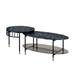 2 Piece Faux Marble Top Oval Nesting Coffee Table in Black Finish