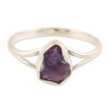 Graceful Magic,'Sterling Silver Single Stone Ring with Freeform Amethyst Gem'