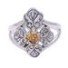 Cross of Blooms,'18k Gold Accented Sterling Silver Cocktail Ring from Bali'