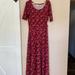 Lularoe Dresses | New Lularoe Red Short Sleeve Dress With Blue And Black Trees - Size Xl | Color: Blue/Red | Size: Xl