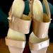 Coach Shoes | Coach Tan Patent Leather Sandal With Gold-Toned Toggle Fastener Size 8.5 | Color: Tan | Size: 8.5 Us, 38 Eu