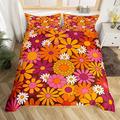 Homewish Groovy Flower Duvet Cover For Girls Women,Colorful Funky 60S 70S Flower Bedding Set Double,Retro Daisy Sunflower Doodle Comforter Cover Vintage Rustic Floral Bed Set With 2 Pillowcase