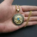 Collier pendentif œil d'Horus classique pour homme acier inoxydable œil de Dieu personnalité