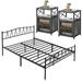 Industrial 3-piece Bedroom Set Black Platform Bed Frame and Modern Nightstands Set of 2