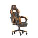 Inbox Zero Kaysten Office Gaming Chair w/ Skater Wheels & Reclining Arms Faux Leather/Upholstered in Orange/Black | 28 W x 29.25 D in | Wayfair