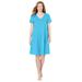 Plus Size Women's Perfect Short-Sleeve V-Neck Tee Dress by Woman Within in Paradise Blue (Size 2X)