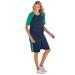 Plus Size Women's 2-Piece Short-Sleeve Set by Woman Within in Navy Tropical Emerald (Size 4X)