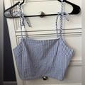 Brandy Melville Tops | Brandy Melville John Galt Crop Tie Crop Top Women Color:Blue/White Size:One Size | Color: Blue/White | Size: One Size