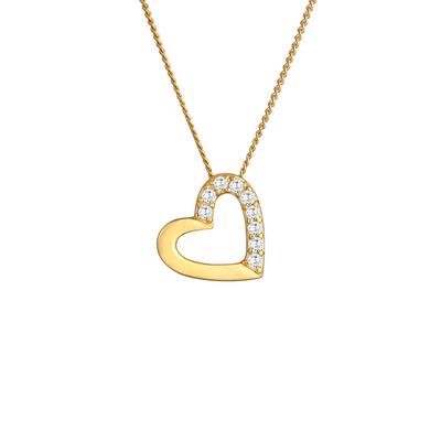 Elli PREMIUM - Herz Zirkonia 585 Gelbgold Ketten 1 ct Damen