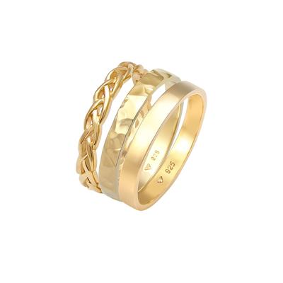 Elli Ring Bandring Zopfmuster Hammerschlag 3er Set 925 Silber 58 Damen Image