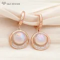 S & Z uco-Boucles d'oreilles pendantes rondes en or rose 585 pour femme bijoux de mariage élégants